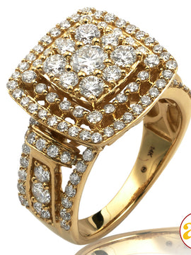 14KY 2.50CTW FLEUR DIAMOND SQUARE HEAD RING