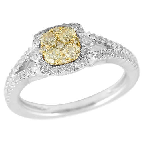 14KW 0.80CTW FANCY YELLOW DIAMOND RING