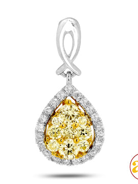 14KW 0.65CTW FANCY YELLOW DIAMOND CLUSTER PENDANT