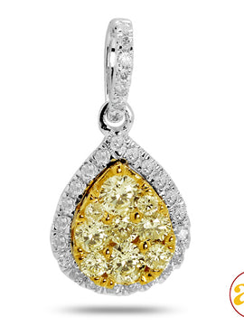 14KW 0.65CTW FANCY YELLOW DIAMONC CLUSTER PENDANT