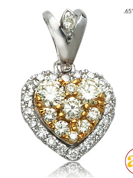 14KW 0.65CTW FANCY YELLOW DIAMOND HEART SHAPED CLU