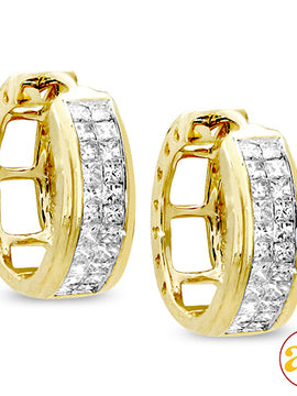 14KY  1.00CTW DIAMOND HOOP EARRINGS