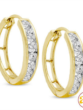 14KY 1.00CTW DIAMOND HOOPS [CHANNEL SET ROUNDS]