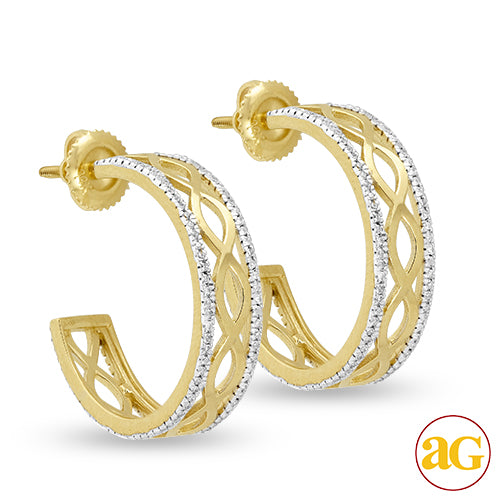 14KY 0.40CTW DIAMOND FANCY HOOP EARRINGS