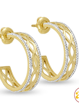 14KY 0.40CTW DIAMOND FANCY HOOP EARRINGS