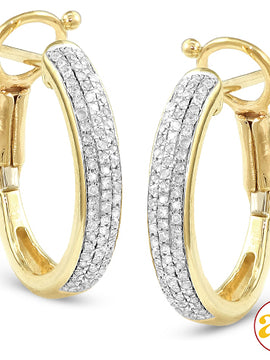 10KY 0.25CTW DIAMOND HOOP EARRINGS [ROUNDED EDGE]