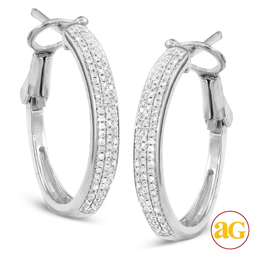 10KW 0.35CTW DIAMOND HOOP EARRINGS [ROUNDED EDGE]