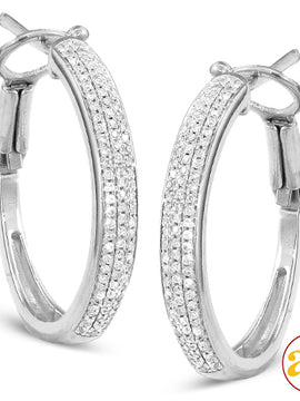 10KW 0.35CTW DIAMOND HOOP EARRINGS [ROUNDED EDGE]