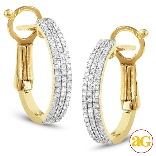 10KY 0.25CTW DIAMOND HOOP EARRINGS [FLAT EDGE]