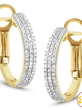 10KY 0.25CTW DIAMOND HOOP EARRINGS [FLAT EDGE]