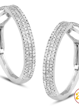 10KW 0.35CTW DIAMOND HOOP EARRINGS [FLAT EDGE]