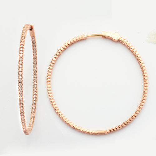 14KR 1.95CTW DIAMOND ONE-ROW HOOP