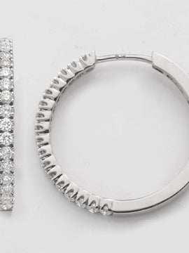 14KW 0.85CTW DIAMOND SINGLE ROW HOOP EARRINGS