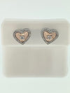 Rose and White Gold Diamond Heart Earrings