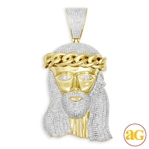 10KY 2.30CTW DIAMOND JESUS PENDANT W / MIAMI CUBAN