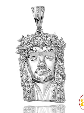 10KW 0.25CTW DIAMOND JESUS PENDANT