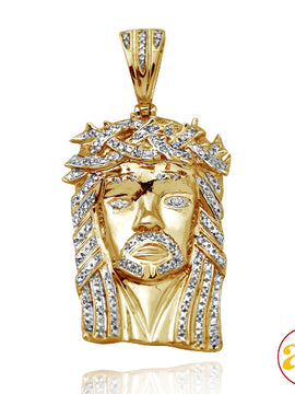 10KY 0.25CTW DIAMOND JESUS PENDANT