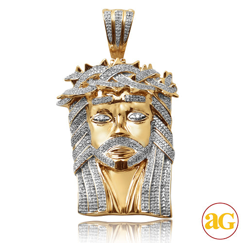 10KY 1.85CTW DIAMOND JESUS PENDANT