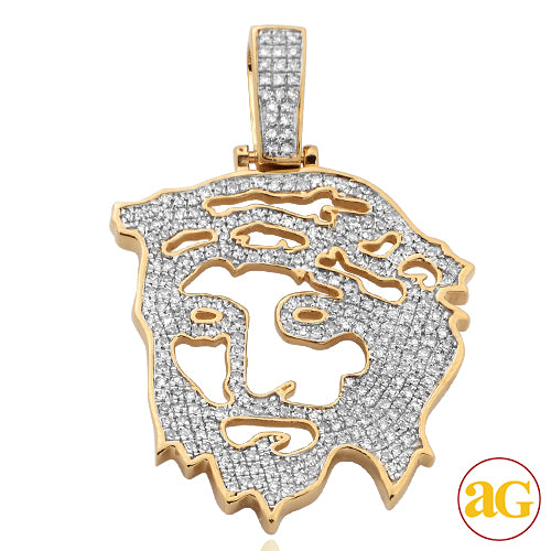 10KY 0.55CTW DIAMOND OPEN FACE JESUS PENDANT