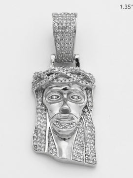 10KW 0.55CTW MICROPAVE DIAMOND JESUS HEAD PENDANT