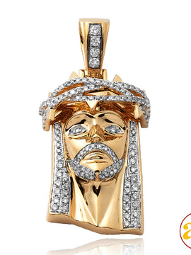 14KY 1.60CTW DIAMOND JESUS PENDANT - BRAIDED CROWN