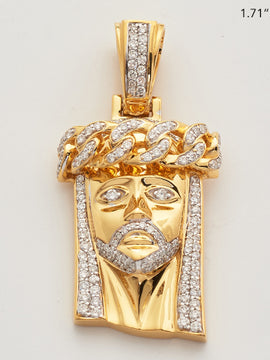 14KY 1.25CTW DIAMOND MIAMI CUBAN JESUS PENDANT