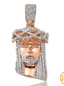 10KR 0.50CTW DIAMOND JESUS PENDANT [SQUARE BAIL]