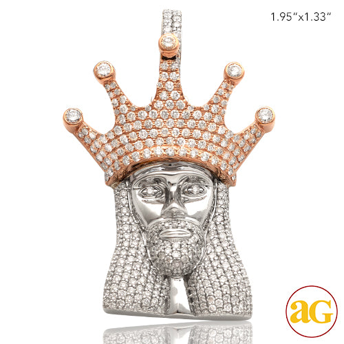 14KW+R 3.90CTW DIAMOND KING JESUS PENDANT