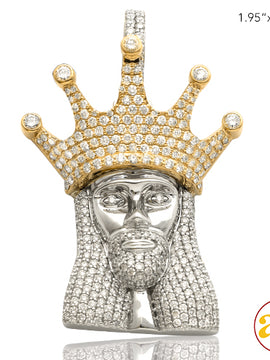 10KW+Y 4.25CTW DIAMOND KING JESUS PENDANT