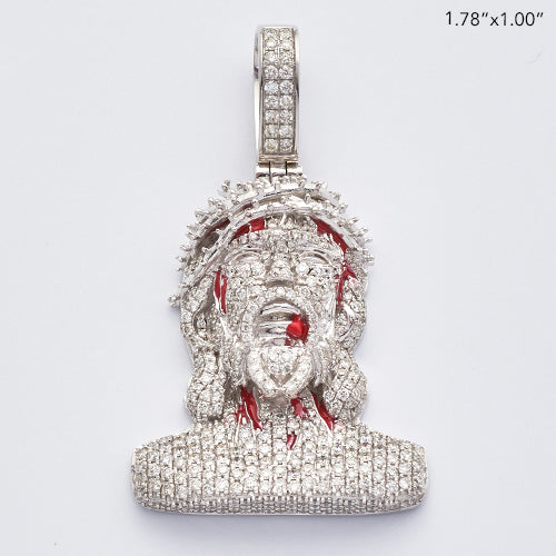 10KW 2.15CTW DIAMOND BLEEDING JESUS HEAD PENDANT