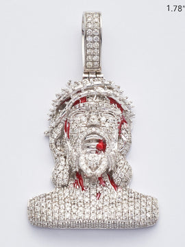 10KW 2.15CTW DIAMOND BLEEDING JESUS HEAD PENDANT