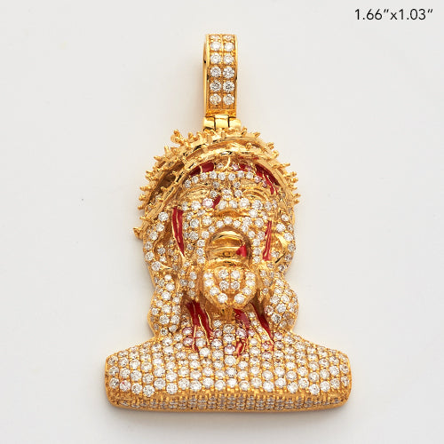 10KY 2.05CTW DIAMOND BLEEDING JESUS HEAD PENDANT