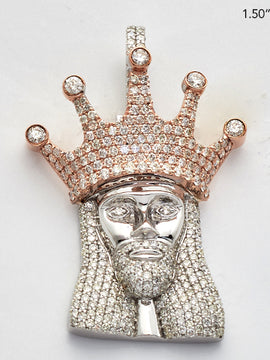 10KW+R 2.00CTW DIAMOND KING JESUS PENDANT