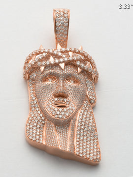 10KR 16.50CTW DIAMOND JESUS HEAD PENDANT - FULL