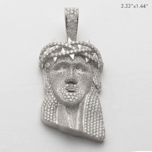 10KW 16.00CTW DIAMOND JESUS HEAD PENDANT - FULL