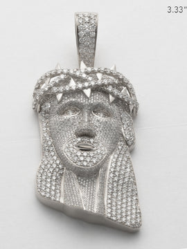 10KW 16.00CTW DIAMOND JESUS HEAD PENDANT - FULL