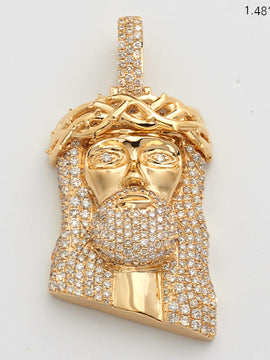 14KY 1.60CTW DIAMOND JESUS HEAD PENDANT