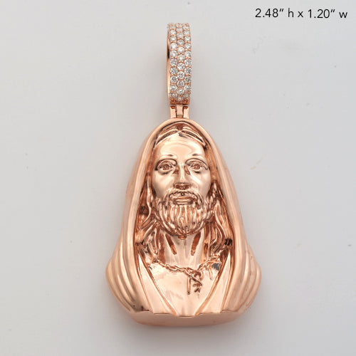 14KR 0.65CTW DIAMOND JESUS HEAD W/SCARF PENDANT