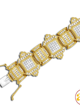 14KY 11.50CTW INVISIBLE PC DIAMOND MENS BRACELET