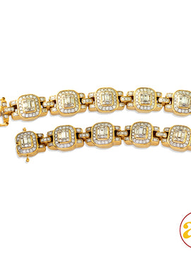 14KY 6.25CTW BAGUETTE DIAMOND MENS BRACELET - 8.5"