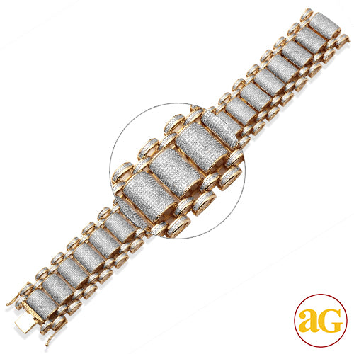 10KY 9.00CTW DIAMOND MENS MICROPAVE BRACELET - ROL