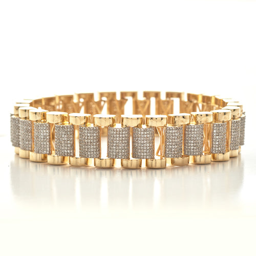 10KY 4.35CTW MICROPAVE DIAMOND ROLEX LINK MENS