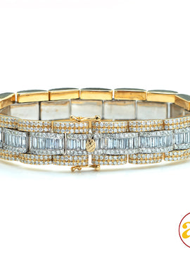 14KY 15.85 CTW BAGUETTE DIAMOND MENS BRACELET