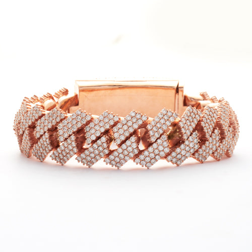 10KR 22.55CTW DIAMOND SQUARE CUBAN BRACELET -