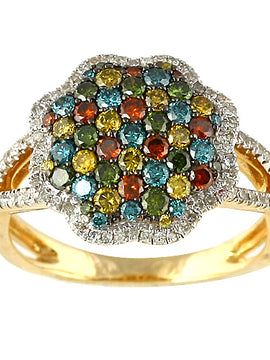 14KY 1.00CTW MULTI-COLORED DIA RING