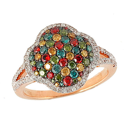 14KY 1.05CTW MULTI-COLORED DIA RING