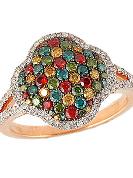 14KY 1.05CTW MULTI-COLORED DIA RING