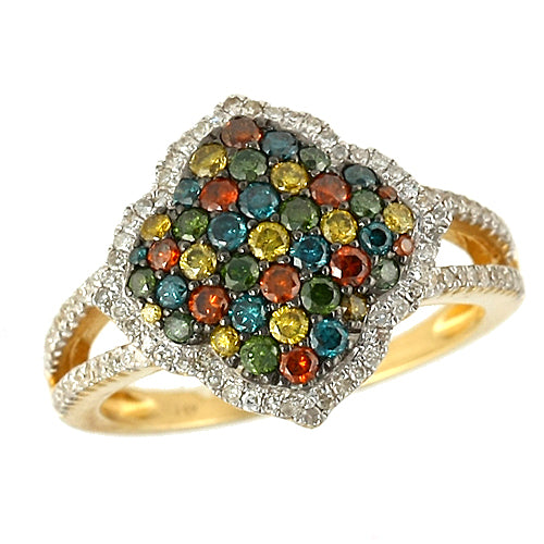 14KY 1.15CTW MULTI-COLORED DIA RING