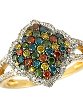 14KY 1.15CTW MULTI-COLORED DIA RING