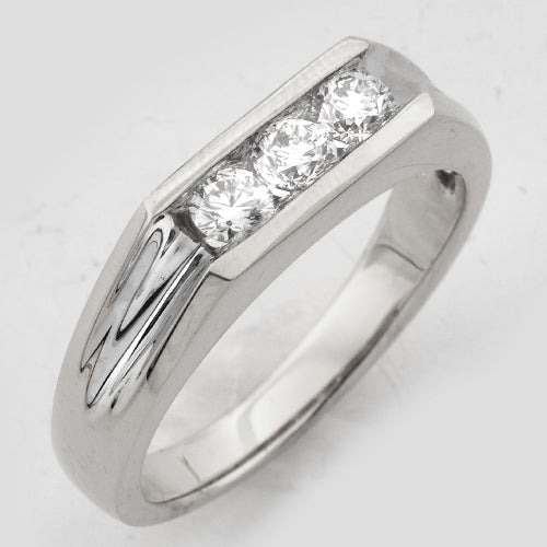 10KW 0..55CTW DIAMOND 3-STONE MENS BAND